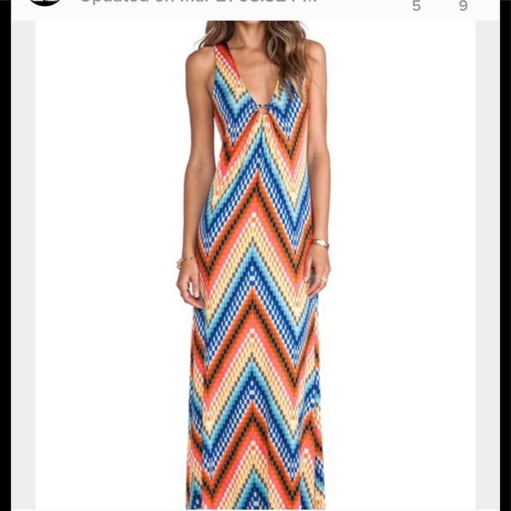 Trina Turk Verbana Chevron Colorful Maxi Dress